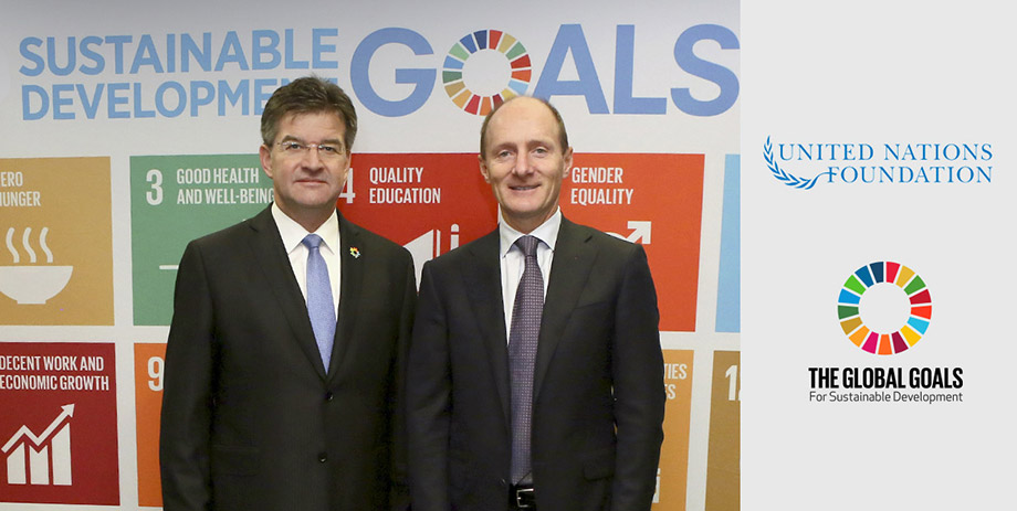 Miroslav Lajč&aacute;k, President of the UN&rsquo;s General Assembly and Magnus Groth, President and CEO of Essity, at the UN Foundation&rsquo;s Global Dialogue in October 2017 (photo)